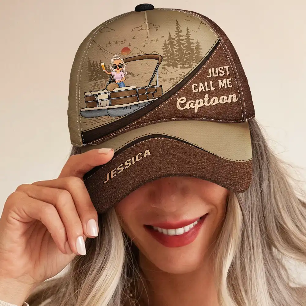 Just Call Me Captoon Pontoon Captain - Personalized Classic Cap - Image 5