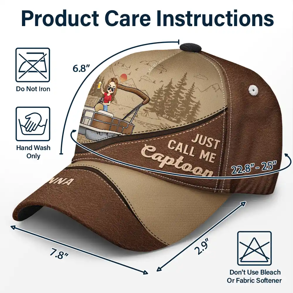 Just Call Me Captoon Pontoon Captain - Personalized Classic Cap - Image 7