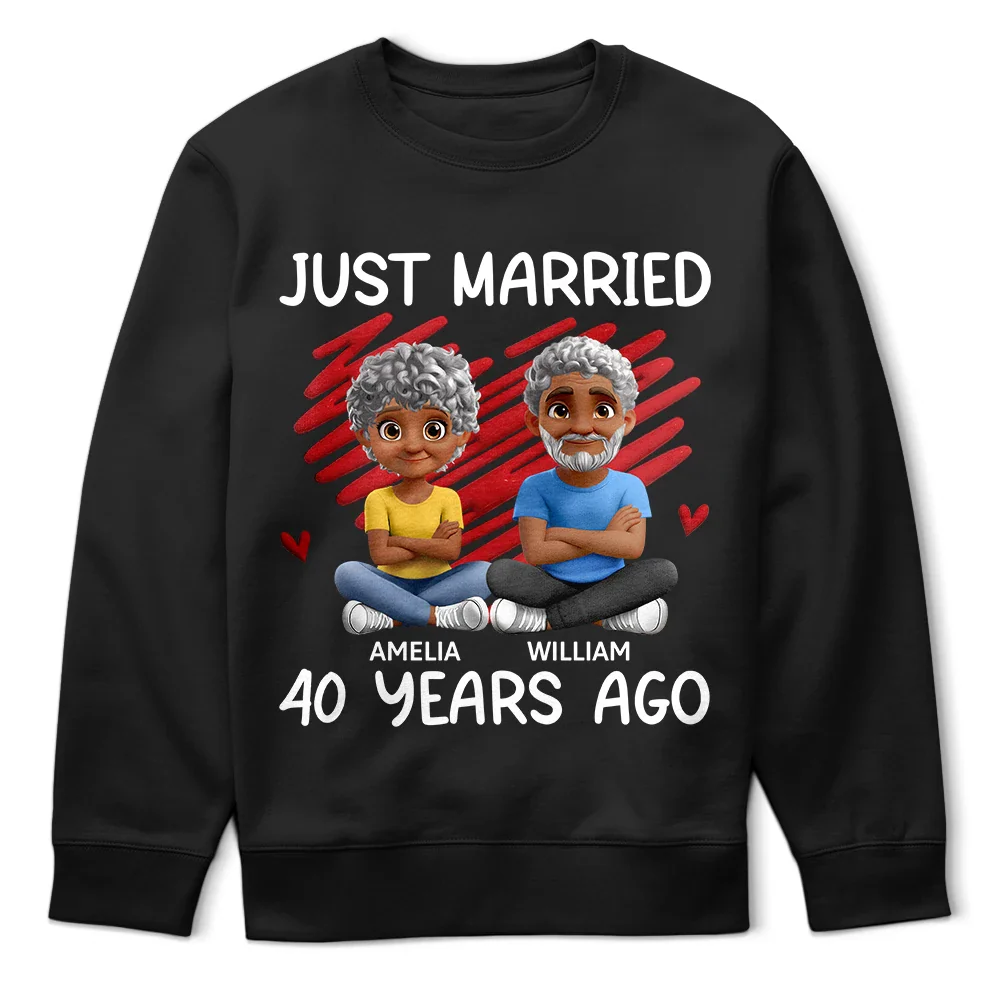 Just Married Many Years Ago Couple - Personalized T Shirt - Image 5