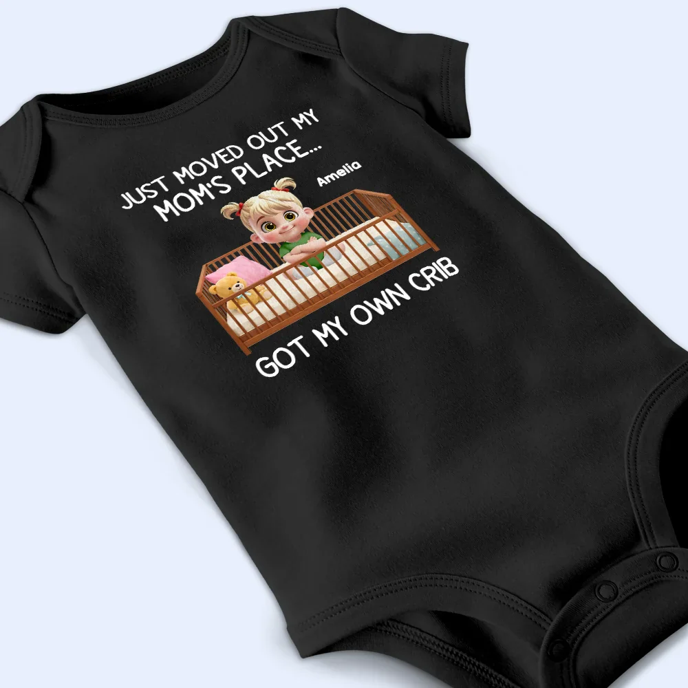 Just Moved Out My Moms Place - Personalized Baby Onesie - Image 4