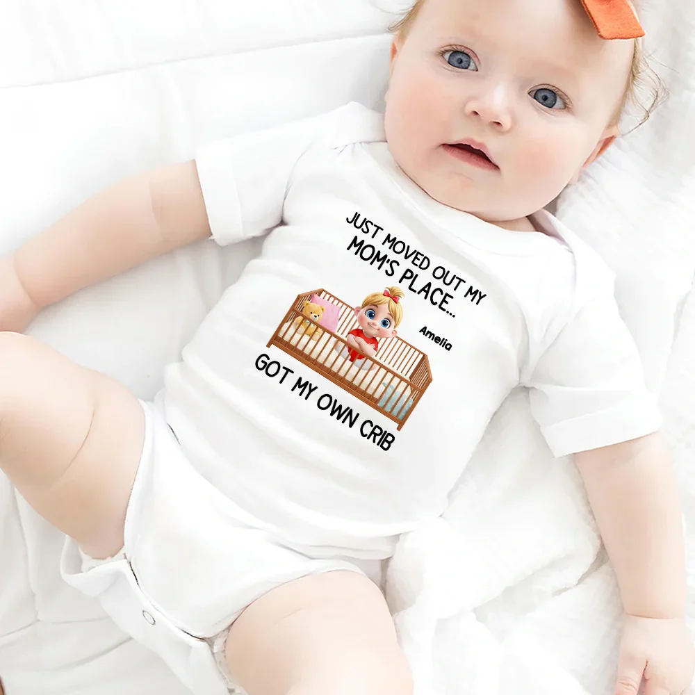 Just Moved Out My Moms Place - Personalized Baby Onesie - Image 5