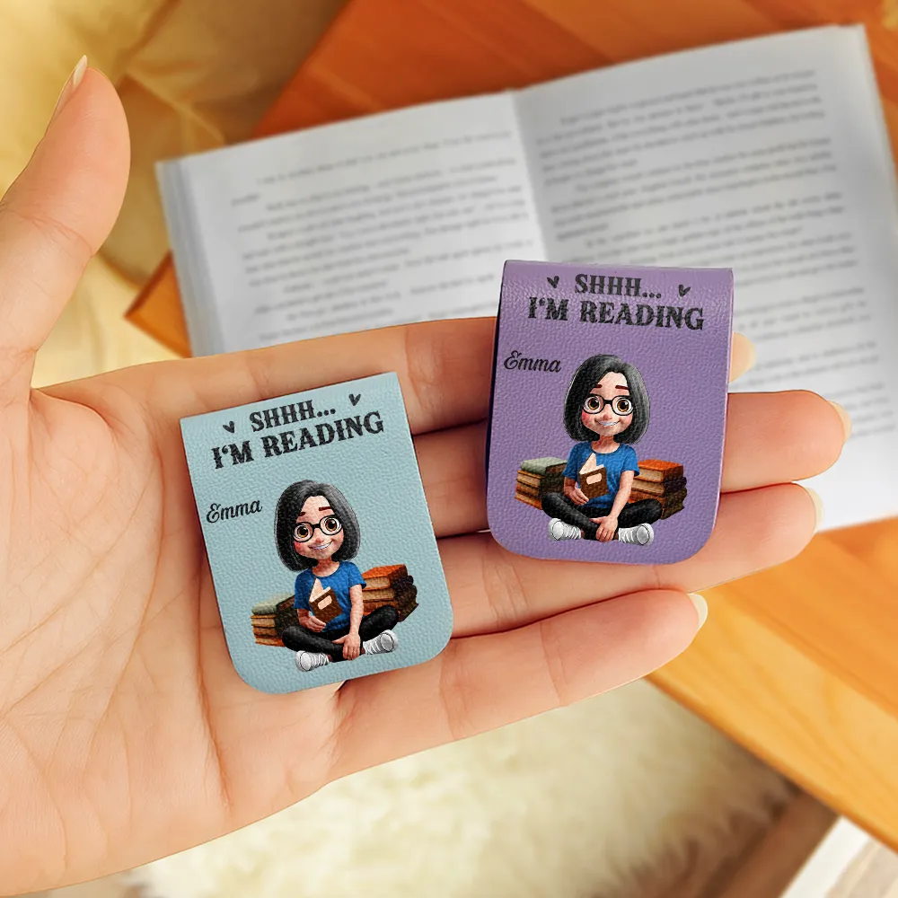 Just One More Chapter 3D Effect Reading Woman Man - Personalized Leather Magnetic Bookmark - Image 3