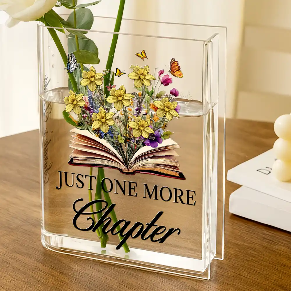 Just One More Chapter Birth Flower - Personalized Acrylic Book Vase - Image 4