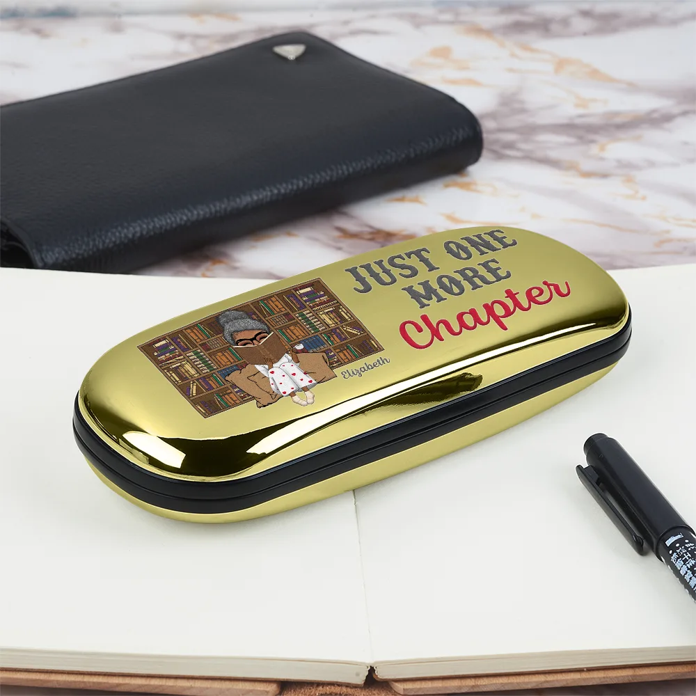 Just One More Chapter Book Lovers - Personalized Chrome Glasses Case Box - Image 3