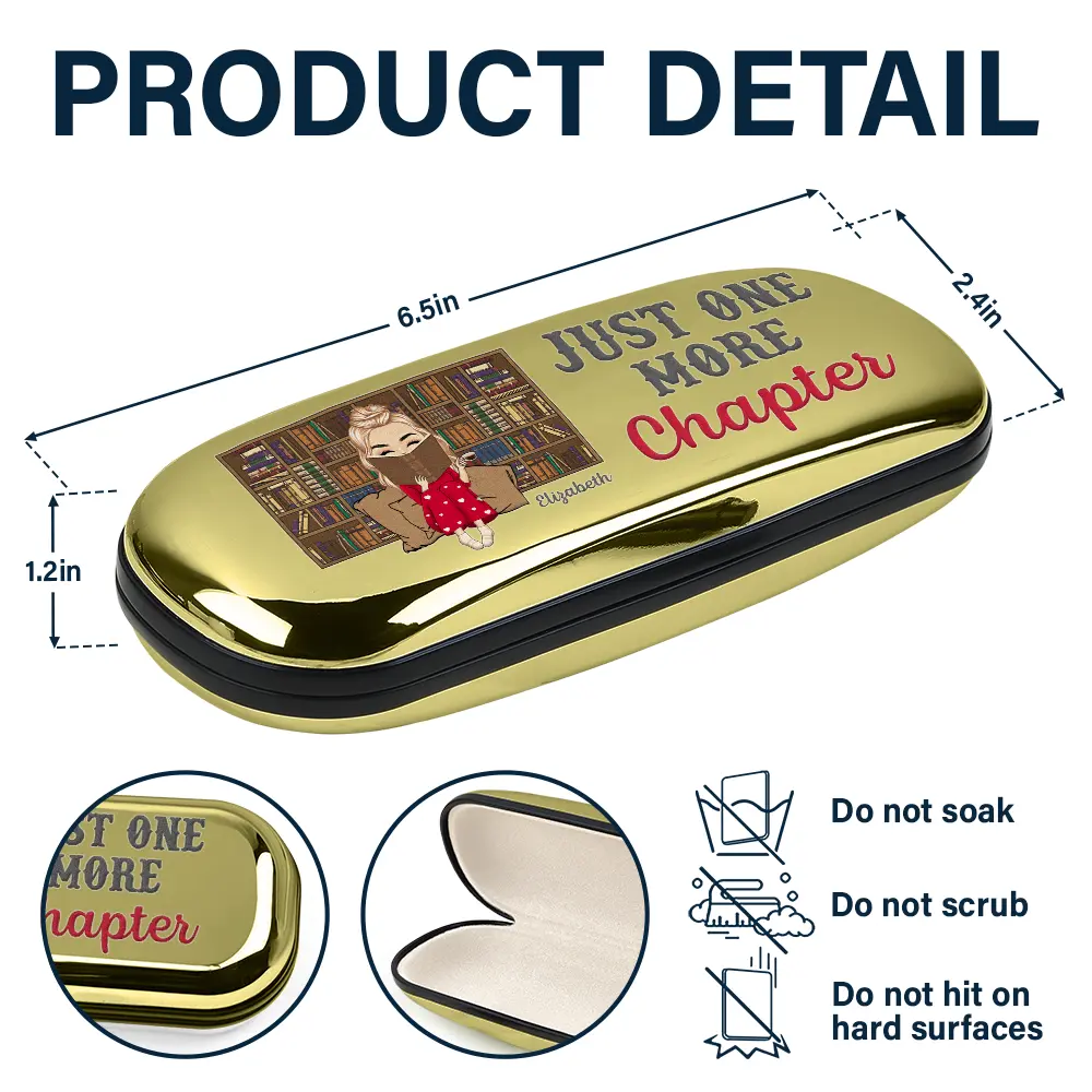 Just One More Chapter Book Lovers - Personalized Chrome Glasses Case Box - Image 5