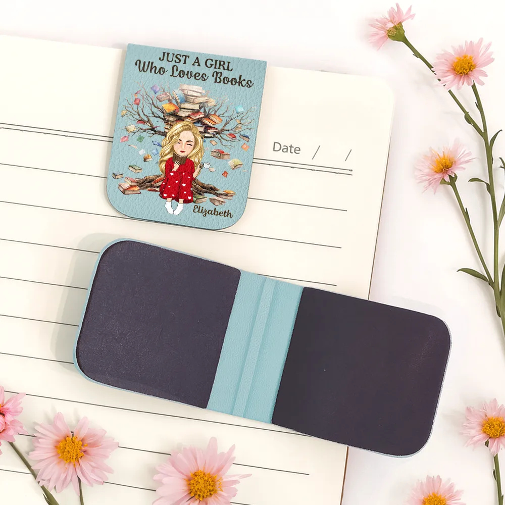 Just One More Chapter Girl Who Loves Books - Personalized Leather Magnetic Bookmark - Image 5