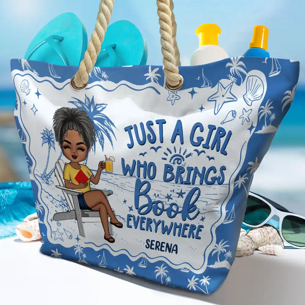Just Read A Book And Chill - Personalized Beach Bag - Image 4