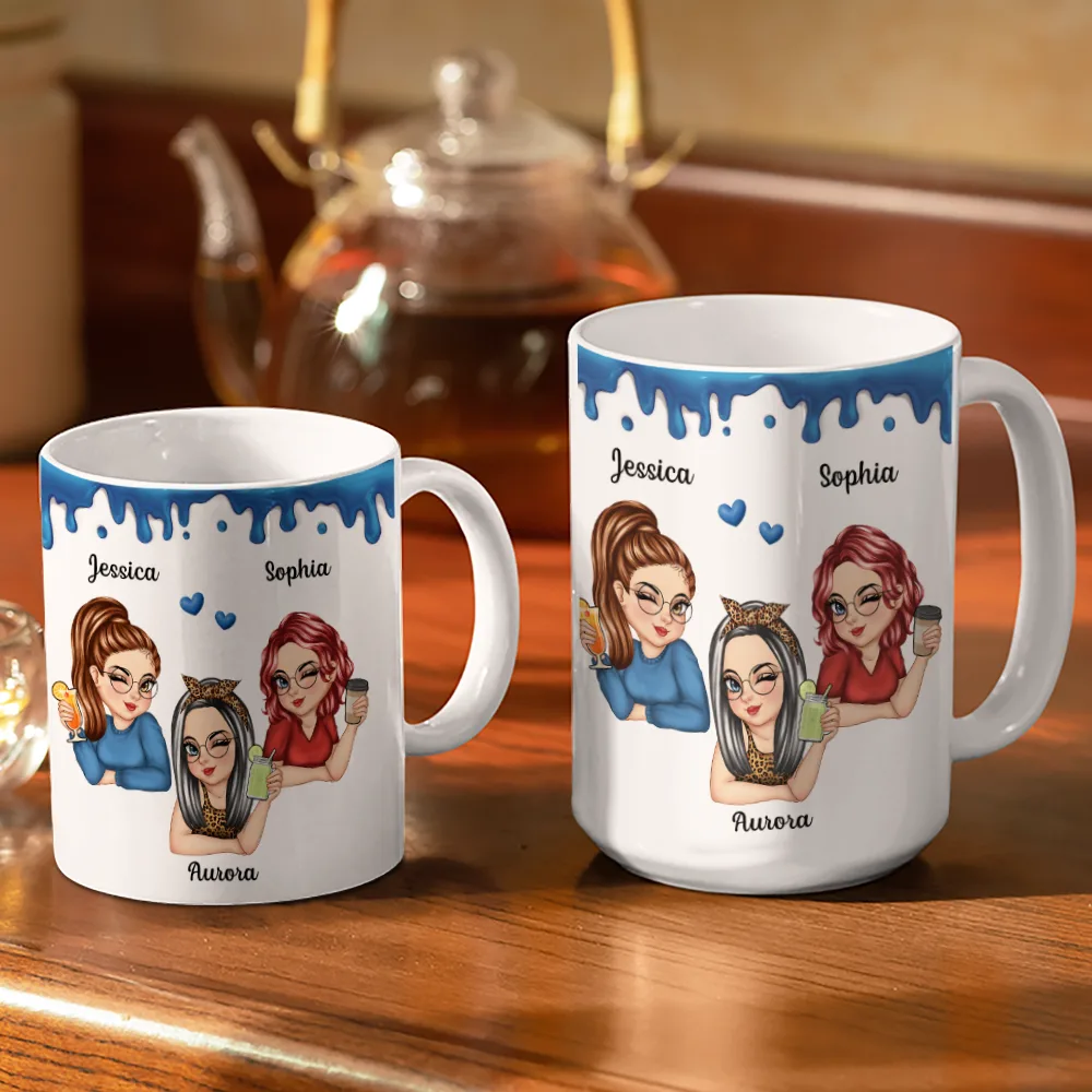 Just Remember If We Get Caught Funny 3D Bestie - Personalized White Edge-to-Edge Mug - Image 3