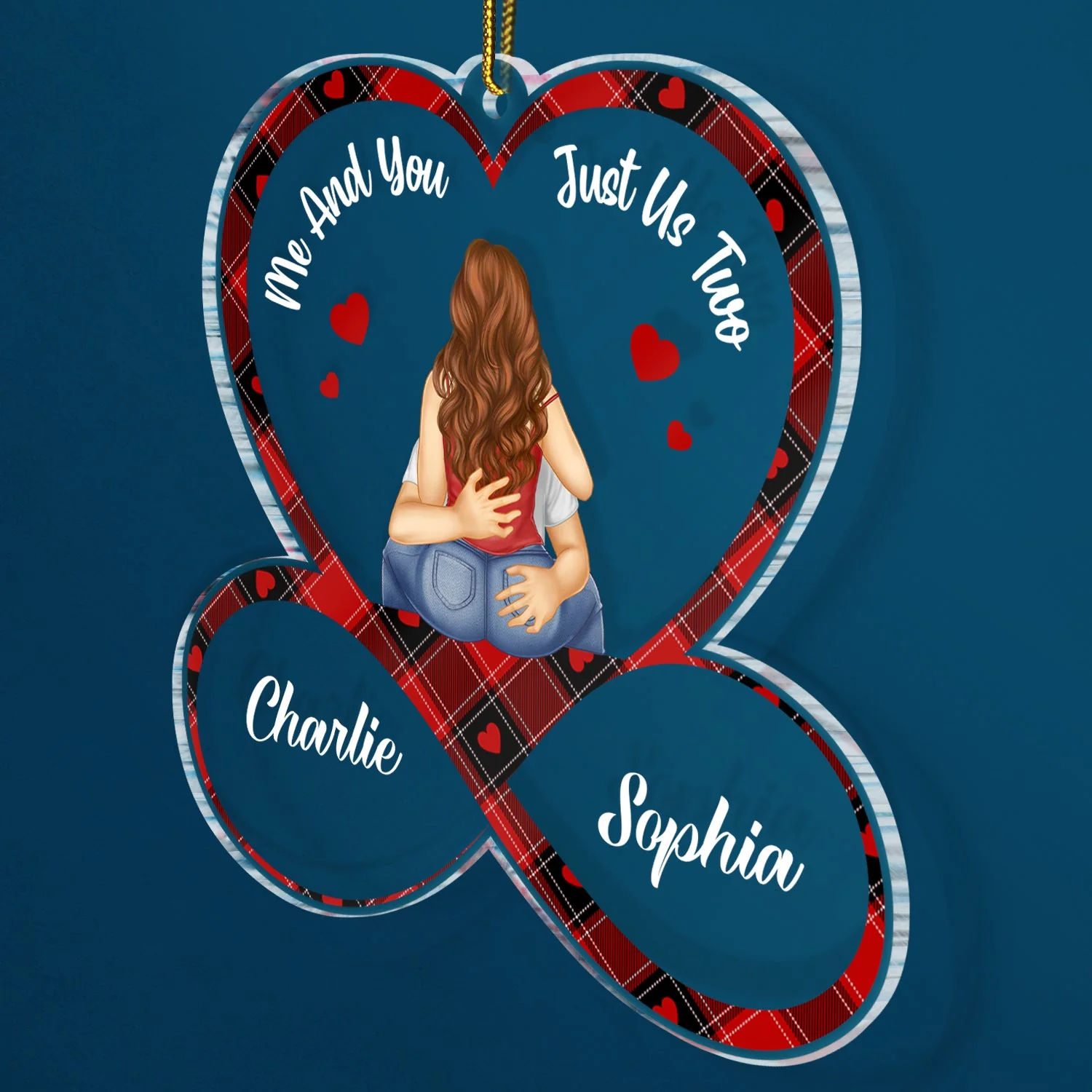 Just Us Two - Christmas Gift For Couples - Personalized Custom Shaped Acrylic Ornament - Image 2