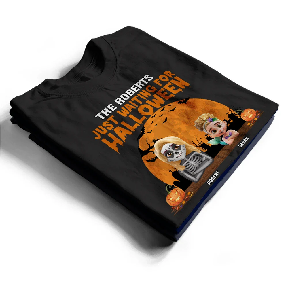 Just Waiting For Halloween - Personalized T Shirt - Image 2
