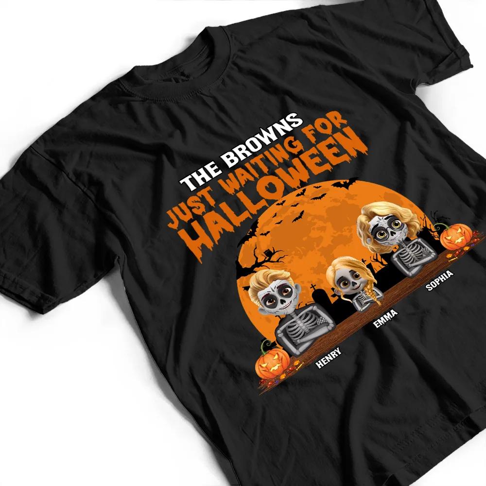 Just Waiting For Halloween - Personalized T Shirt - Image 3