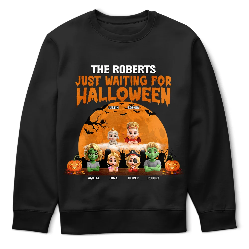 Just Waiting For Halloween - Personalized T Shirt - Image 5