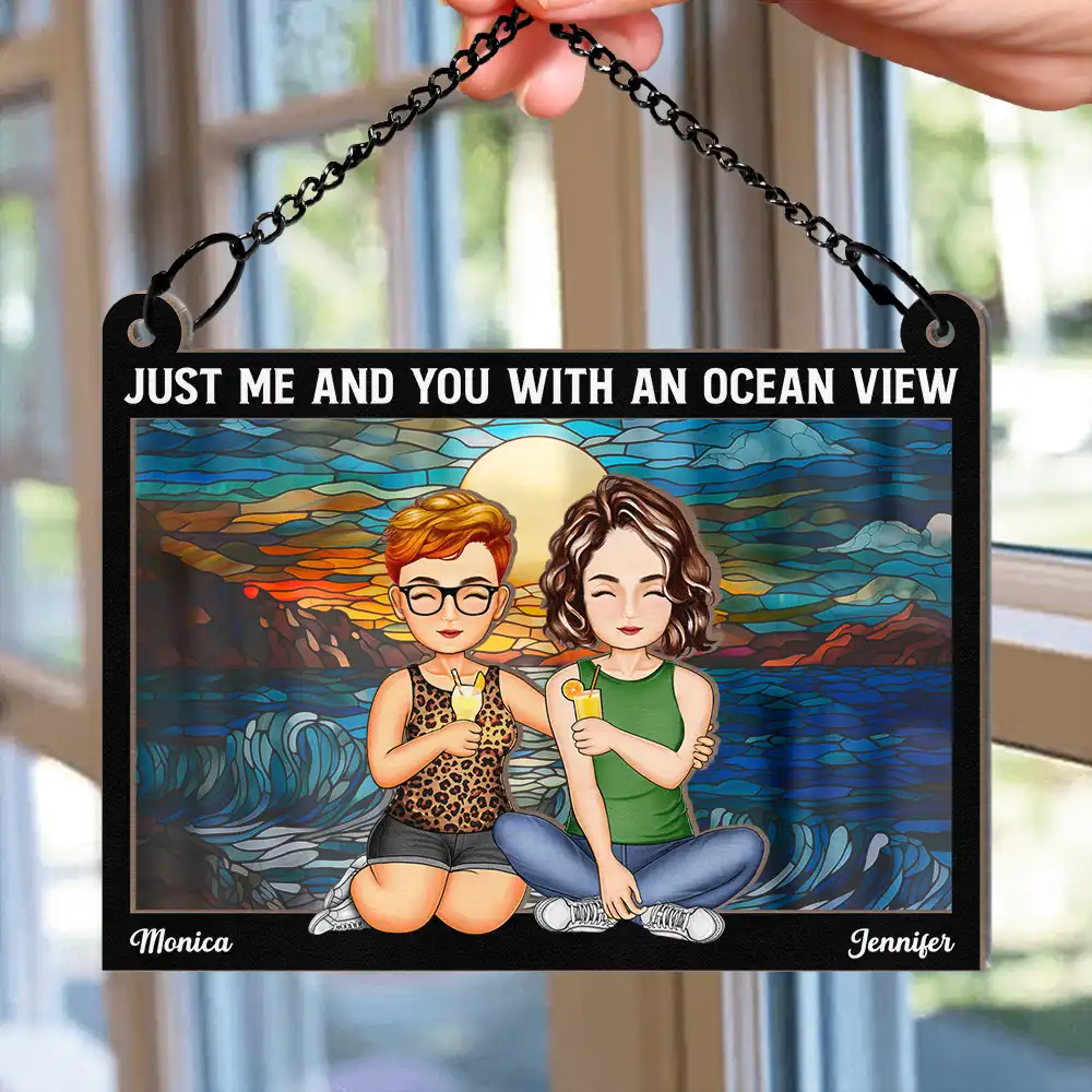Just You & Me With An Ocean View - Personalized Window Hanging Suncatcher Ornament - Image 2