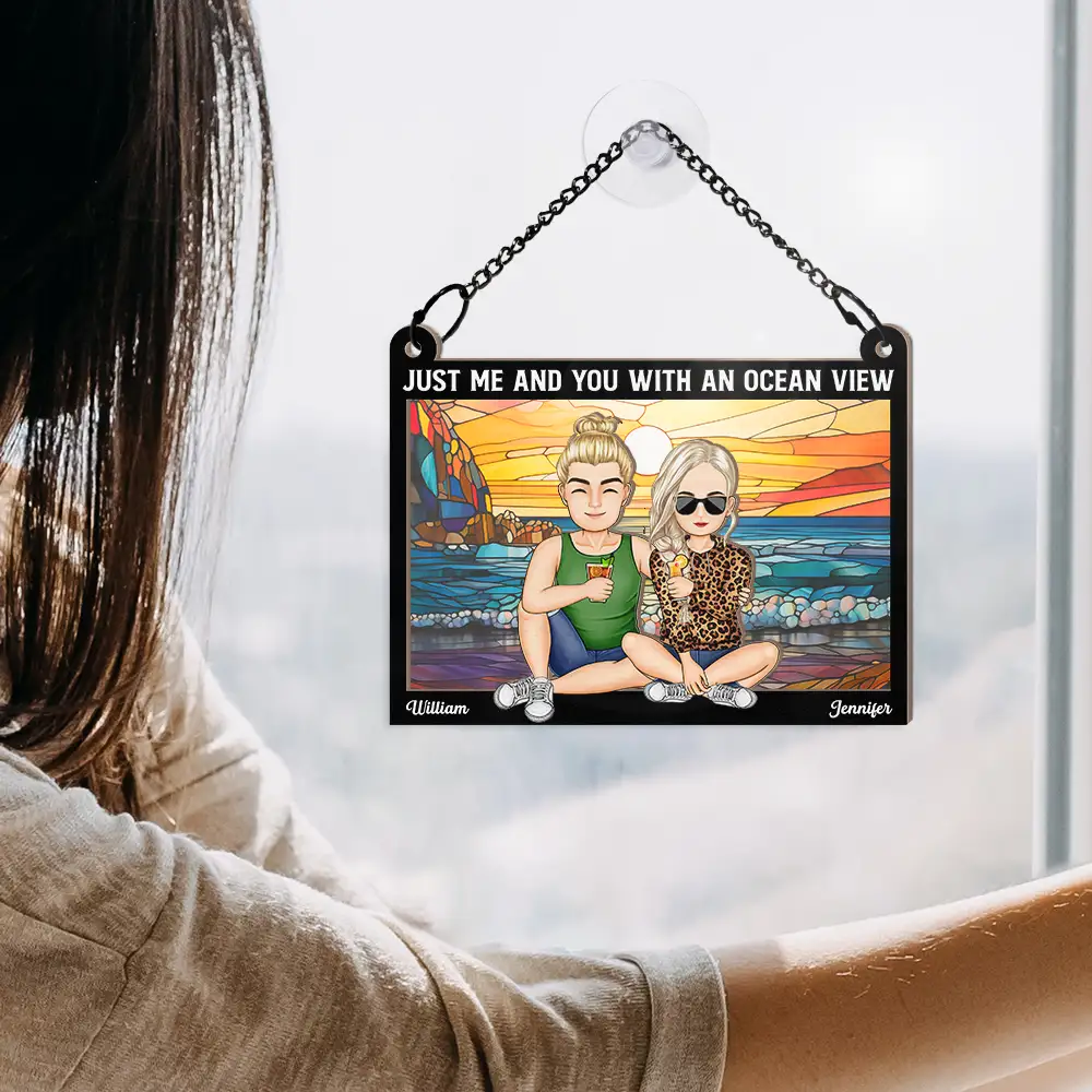 Just You & Me With An Ocean View - Personalized Window Hanging Suncatcher Ornament - Image 4