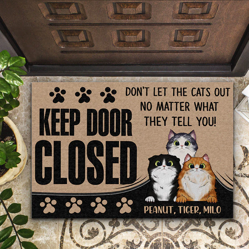 Keep Door Closed - Gift For Cat Lover - Personalized Custom Doormat - Image 2