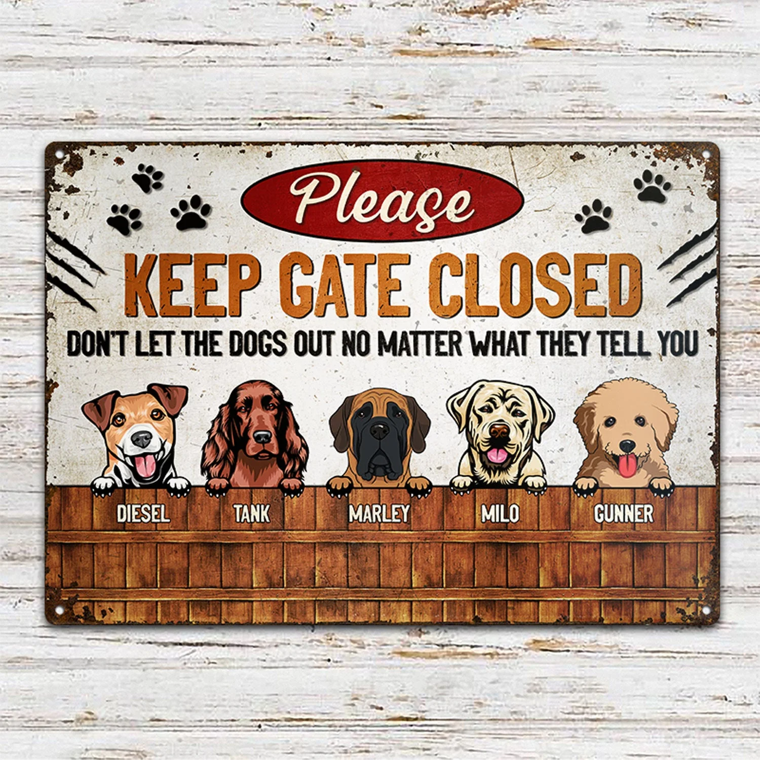 Keep Gate Closed Dog Lovers - Funny Dog Sign - Personalized Custom Classic Metal Signs - Image 2