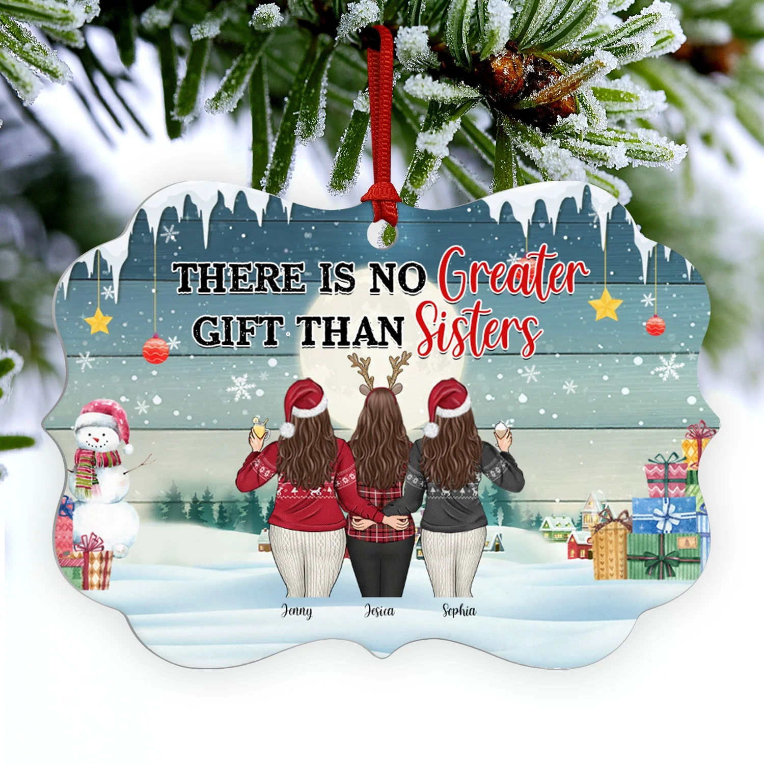 Keeping Each Other Sane - Sister Christmas Gift - Personalized Custom Aluminum Ornament - Image 3