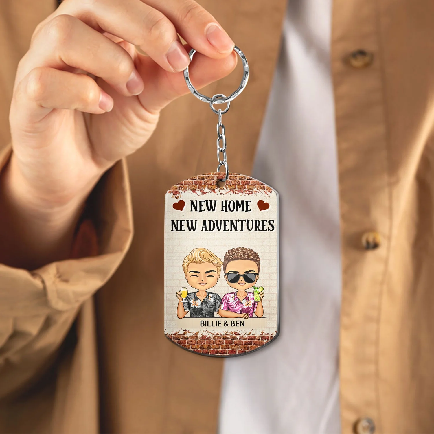 Keys To Our Sweet Home Chibi - Anniversary, Vacation, Funny Gift For Couples, Family - Personalized Aluminum Keychain - Image 4