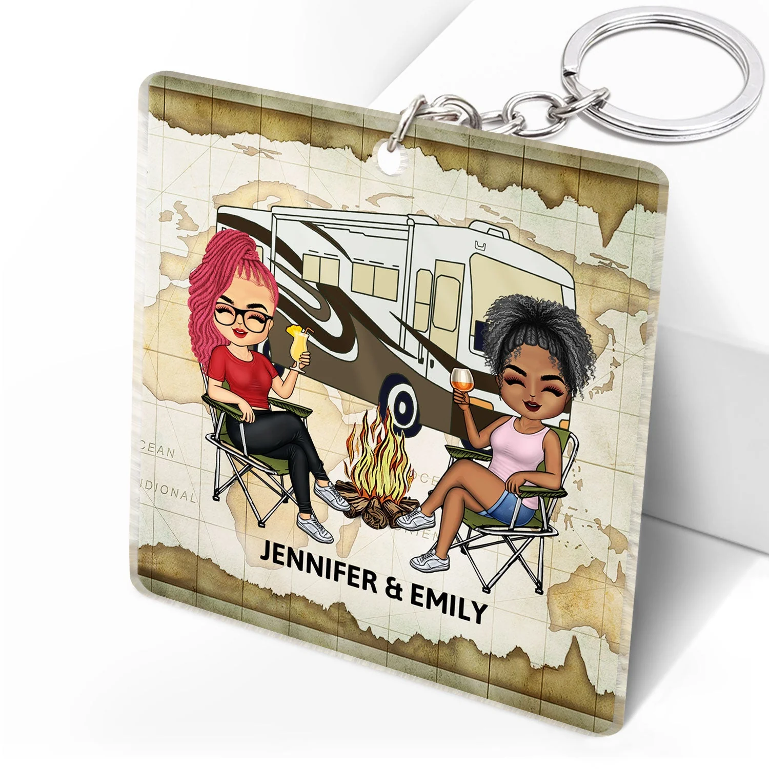 Keys To The Camper - Anniversary, Loving Gifts For Couples, Husband, Wife, Camping Lovers - Personalized Acrylic Keychain - Image 2