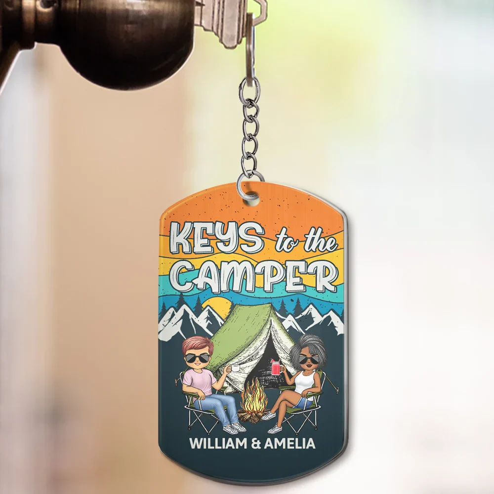 Keys To The Camper - Anniversary, Loving Gifts For Couples, Husband, Wife, Camping Lovers - Personalized Aluminum Keychain - Image 3