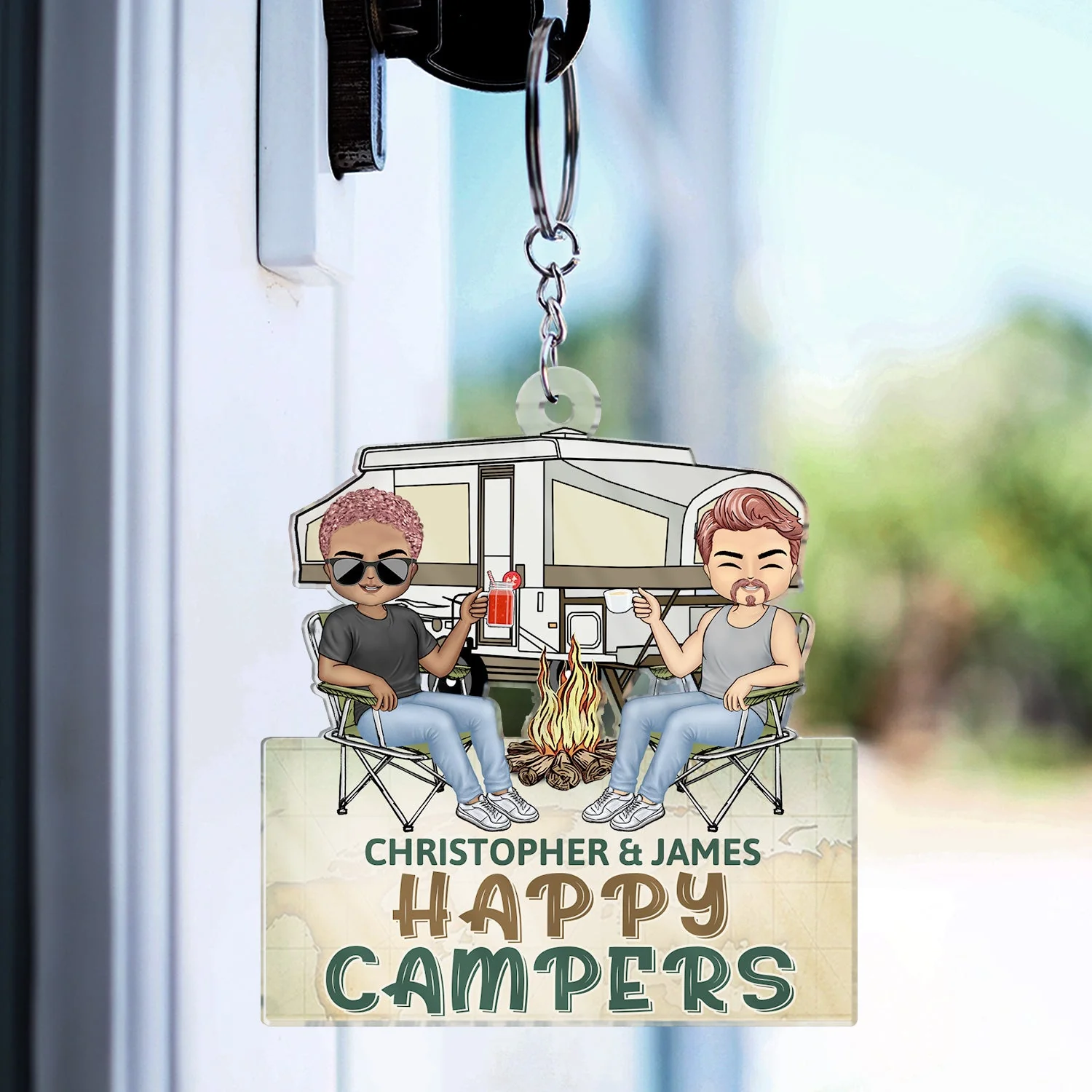Keys To The Camper - Anniversary, Loving Gifts For Couples, Husband, Wife, Camping Lovers - Personalized Cutout Acrylic Keychain - Image 3