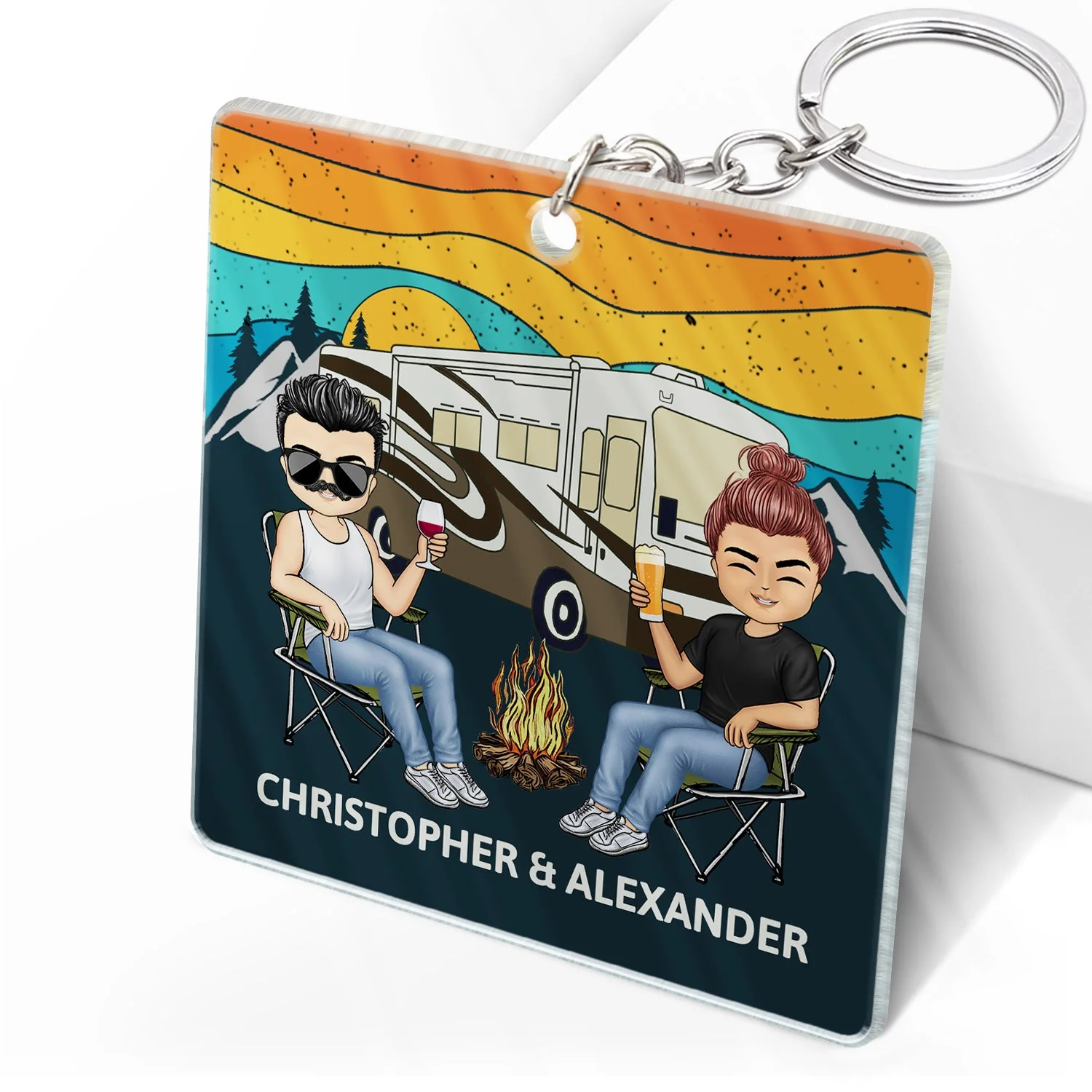 Keys To The Camper - Anniversary, Loving Gifts For Couples, Wife, Husband, Camping Lovers - Personalized Acrylic Keychain - Image 2