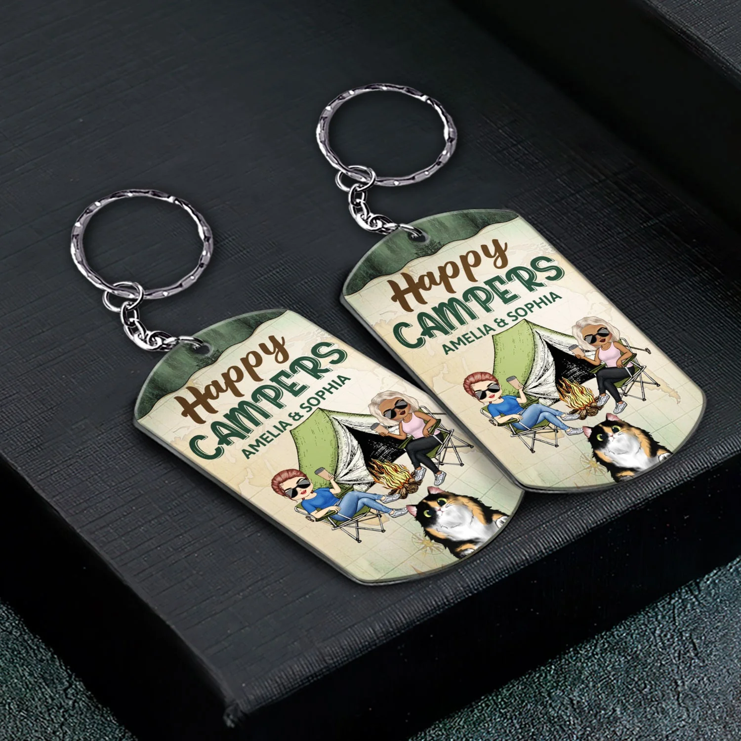 Keys To The Camper Dogs Cats - Anniversary, Loving Gifts For Couples, Husband, Wife, Camping Lovers - Personalized Aluminum Keychain - Image 2