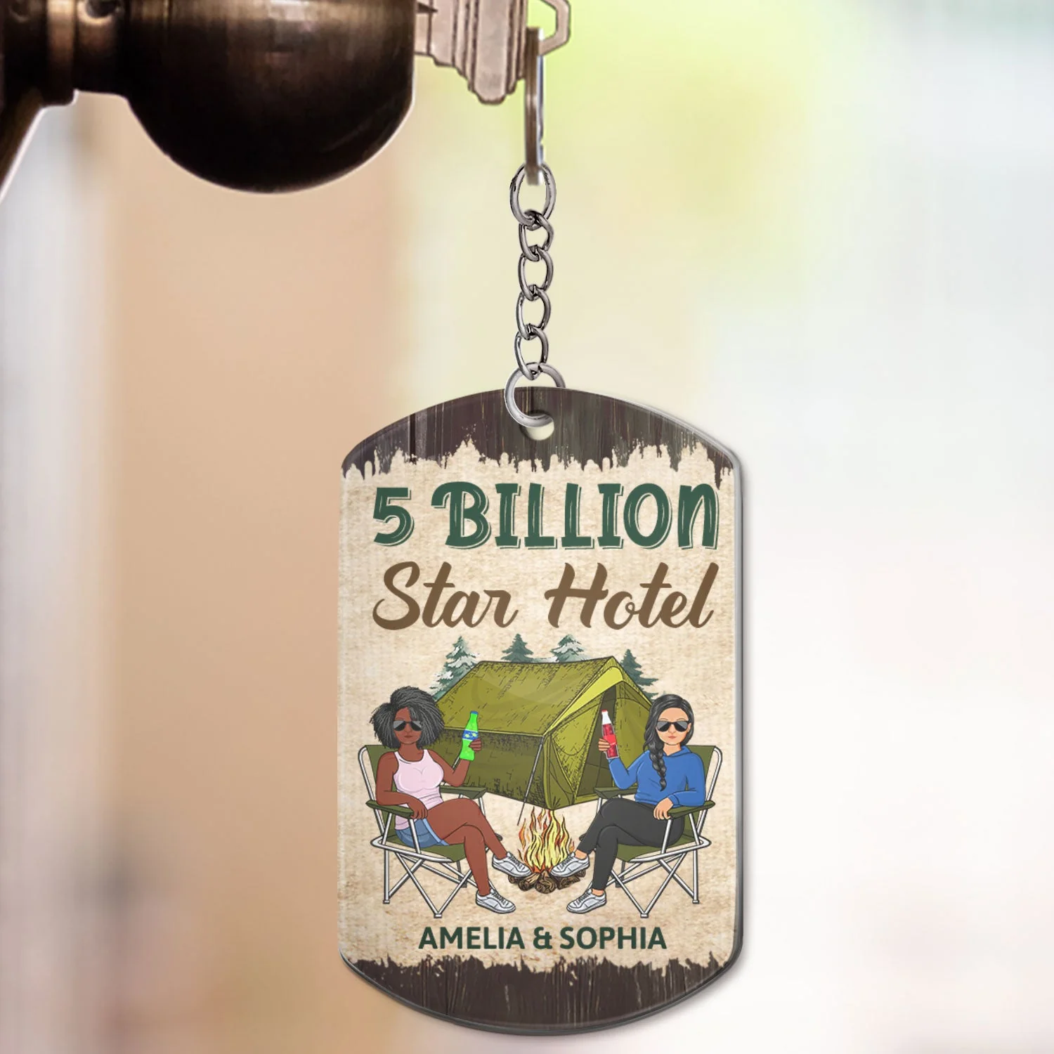 Keys To The Camper Family - Anniversary, Loving Gifts For Couples, Husband, Wife, Camping Lovers - Personalized Aluminum Keychain - Image 3