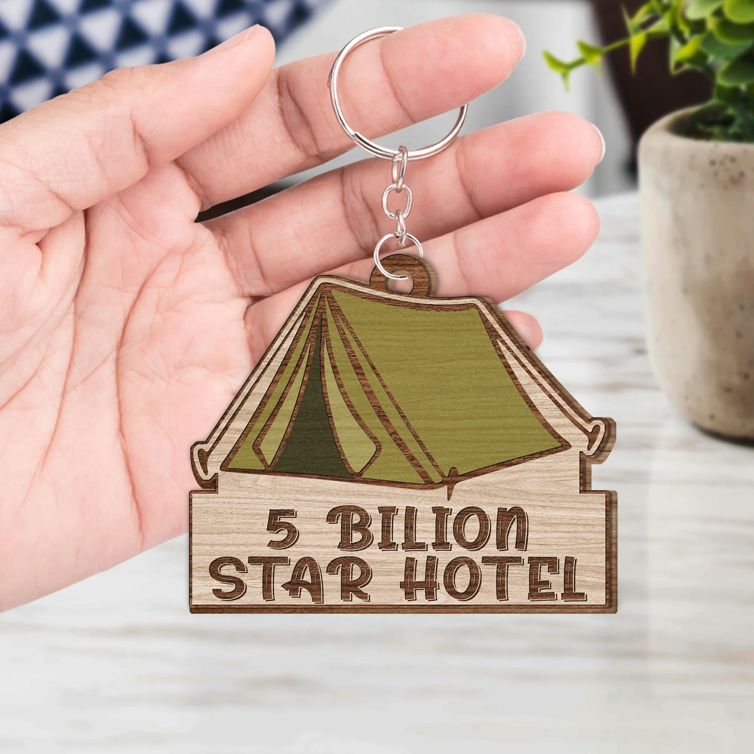 Keys To The Camper Vintage Trailer - Funny, Loving Gifts For Couples, Husband, Wife, Camping Lovers - Personalized Wooden Keychain - Image 4