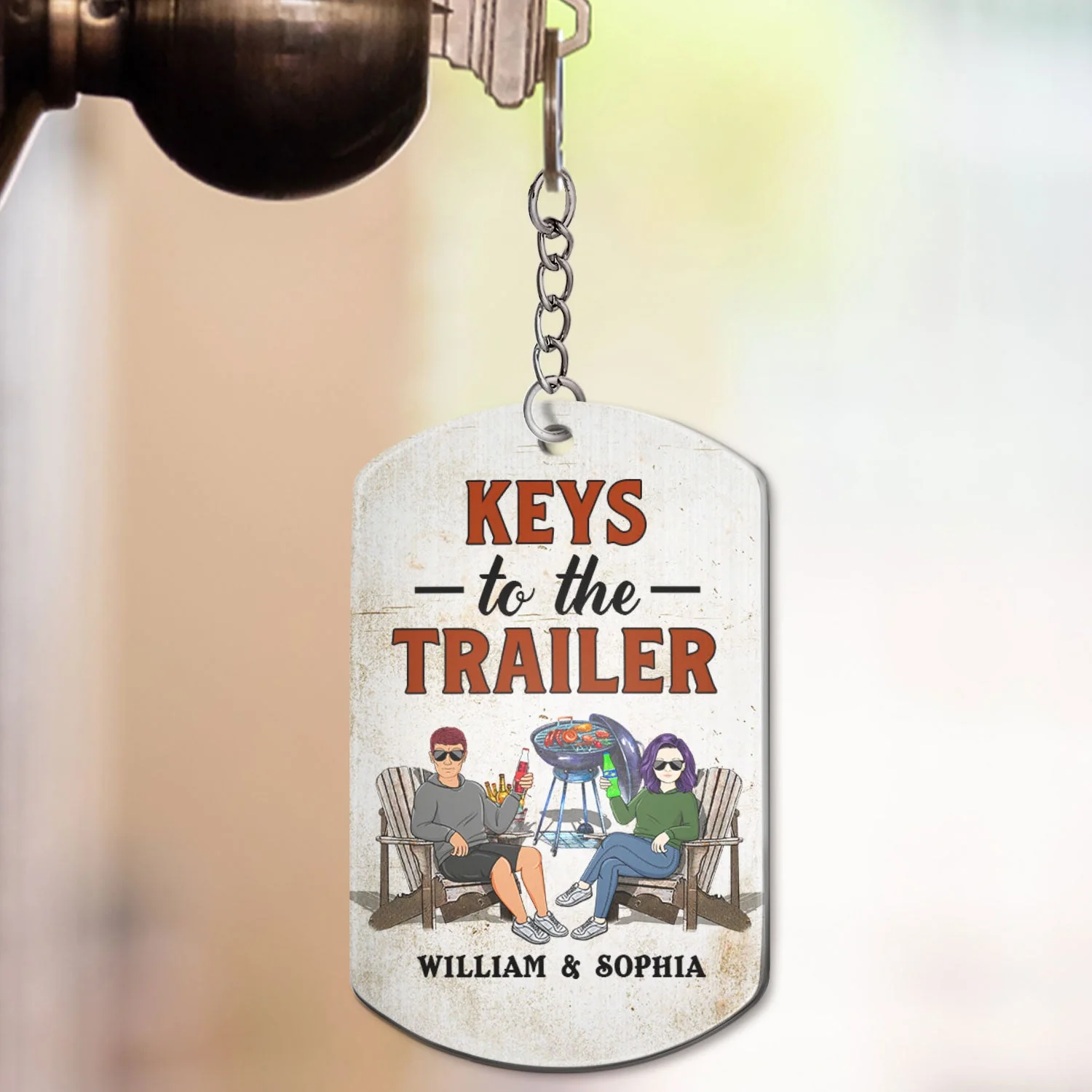 Keys To The Grilling - Funny, Birthday Gifts For Couples - Personalized Aluminum Keychain - Image 3