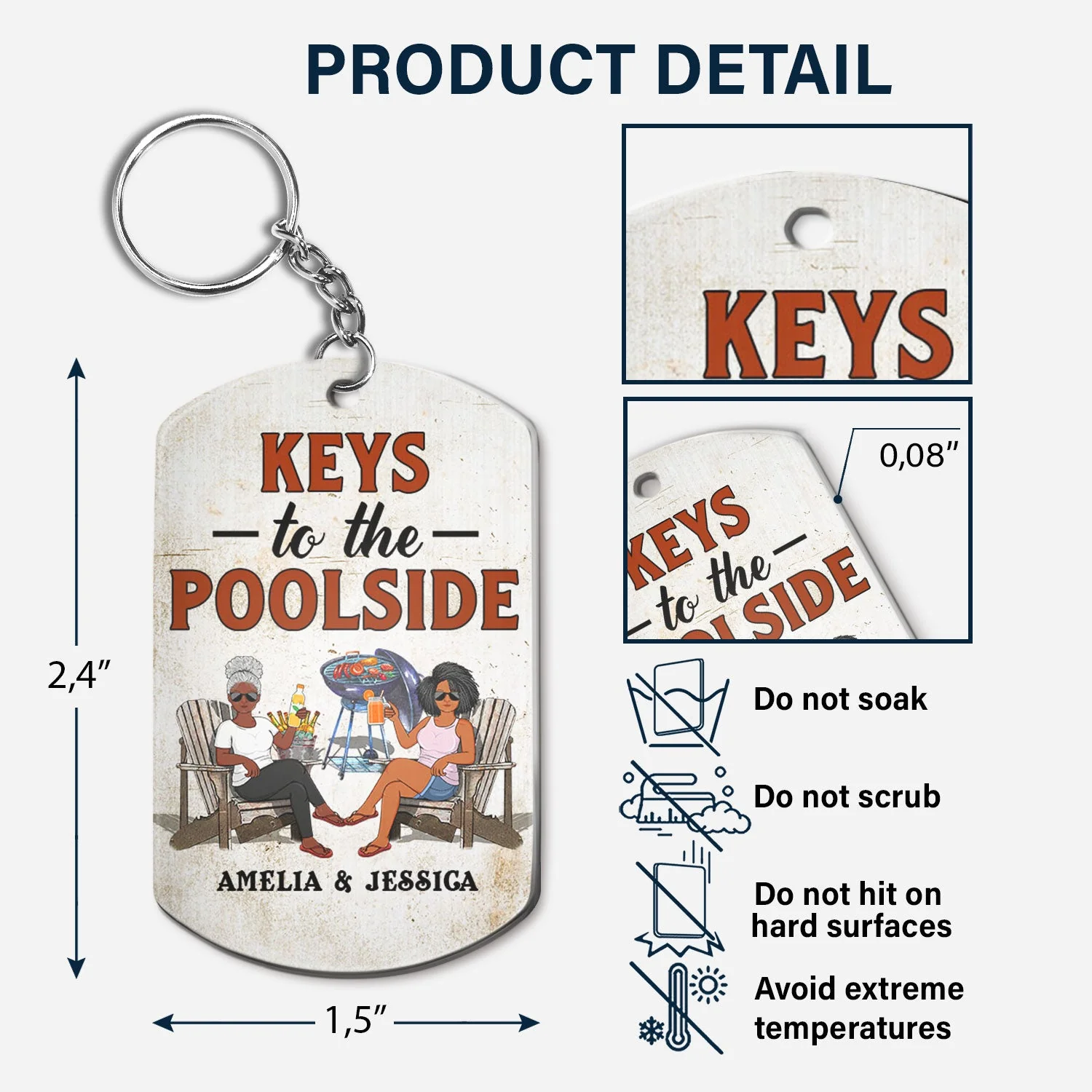 Keys To The Grilling - Funny, Birthday Gifts For Couples - Personalized Aluminum Keychain - Image 5