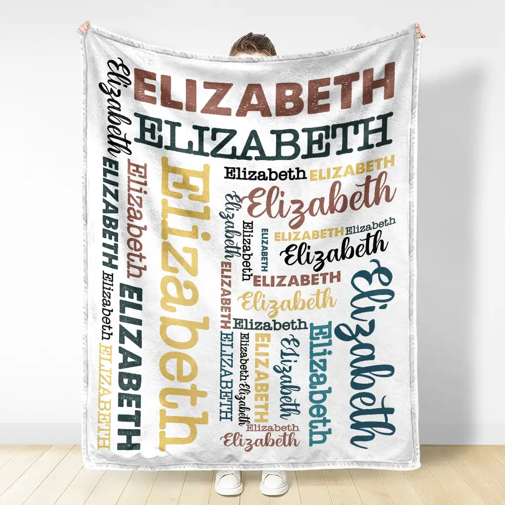 Kid Baby Names - Personalized Fleece Blanket, Sherpa Blanket - Image 3