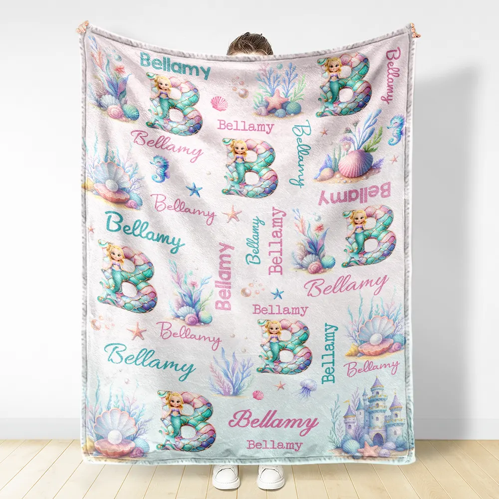 Kid Boy Kid Girl Cute Monogram - Personalized Fleece Blanket, Sherpa Blanket - Image 3