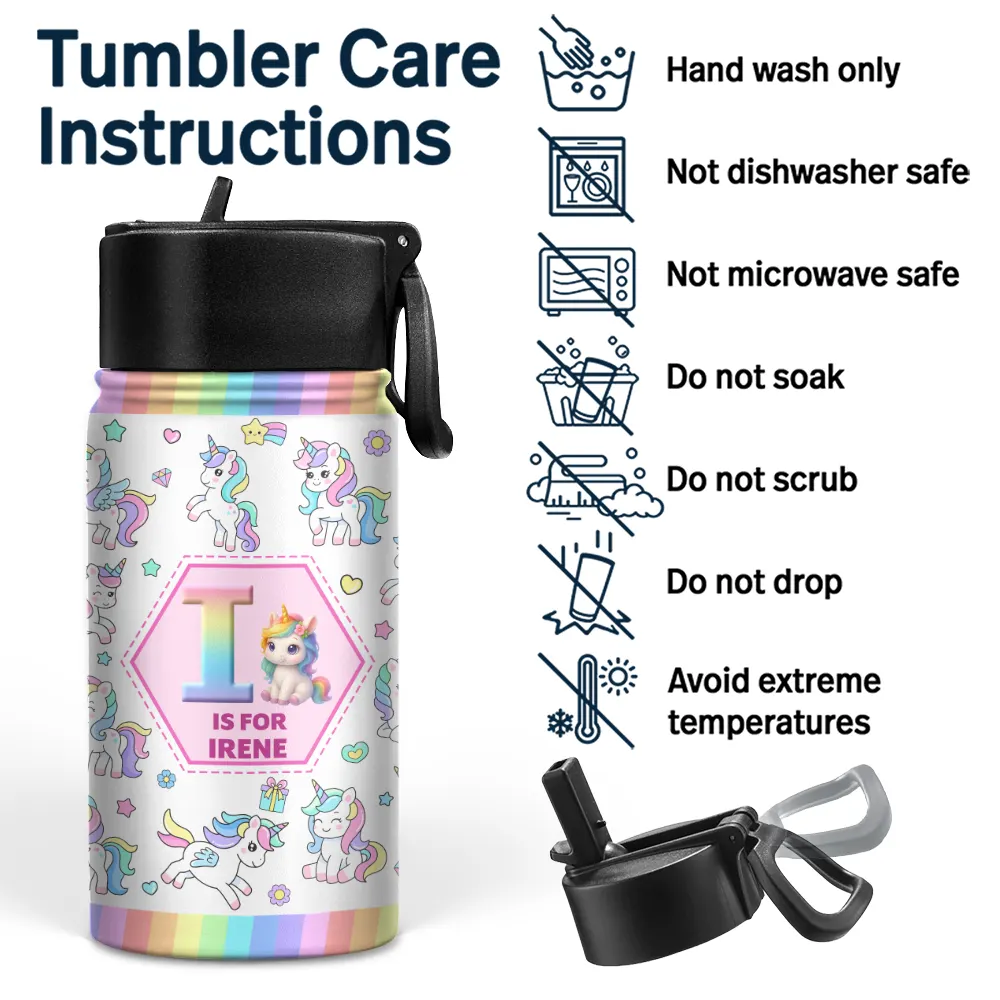 Kid Boy Kid Girl Lovely Monogram - Personalized Kids Water Bottle - Image 5