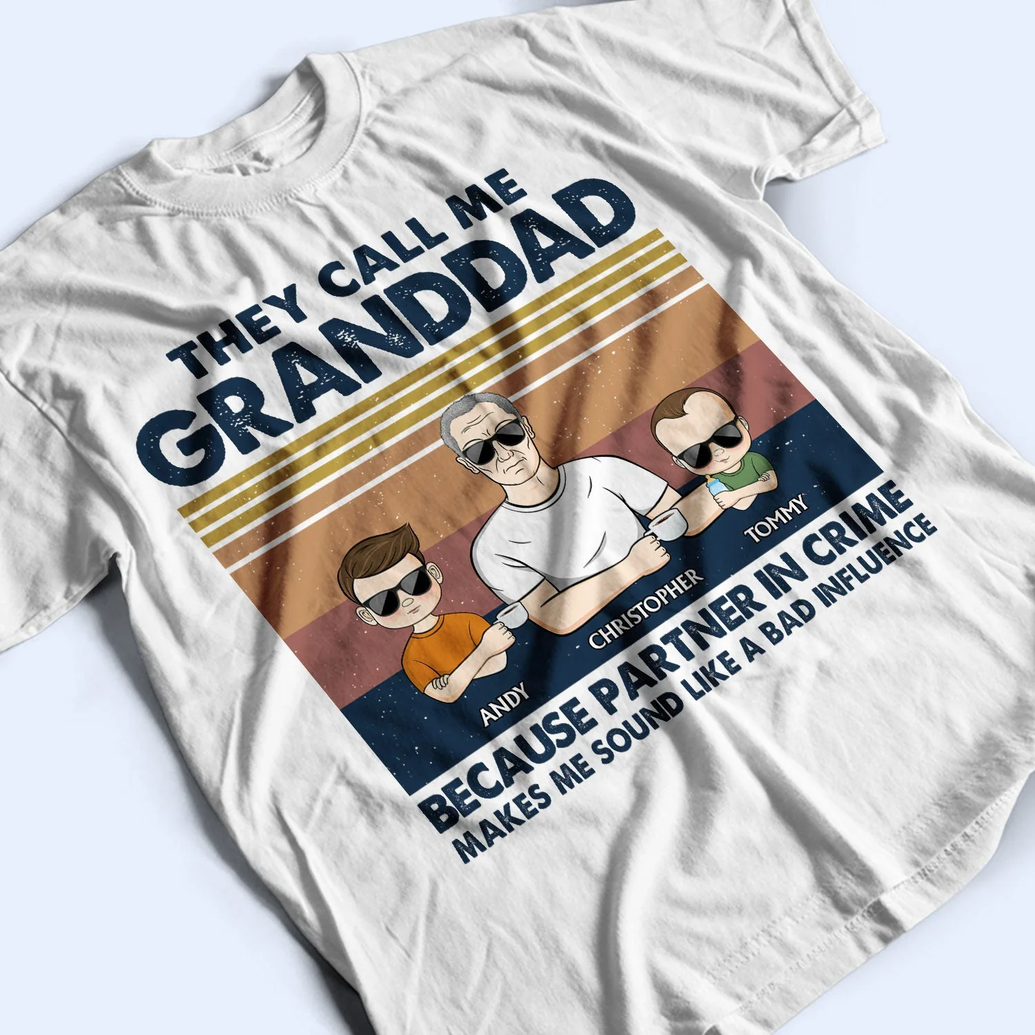 Kid Call Me Grandpa Because Partner In Crime - Gift For Dad, Grandfather - Personalized Custom T Shirt - Image 3