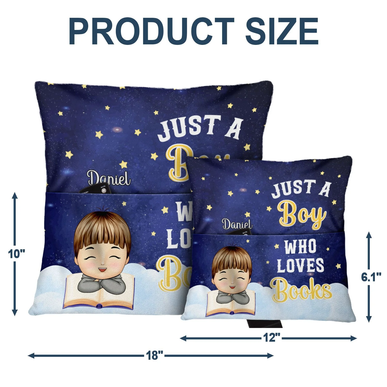 Kid Just A Girl Boy Who Loves Books - Gift For Book Lovers - Personalized Pocket Pillow - Image 5