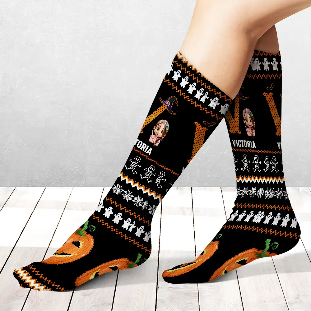 Kid Monogram Halloween - Personalized Socks - Image 2