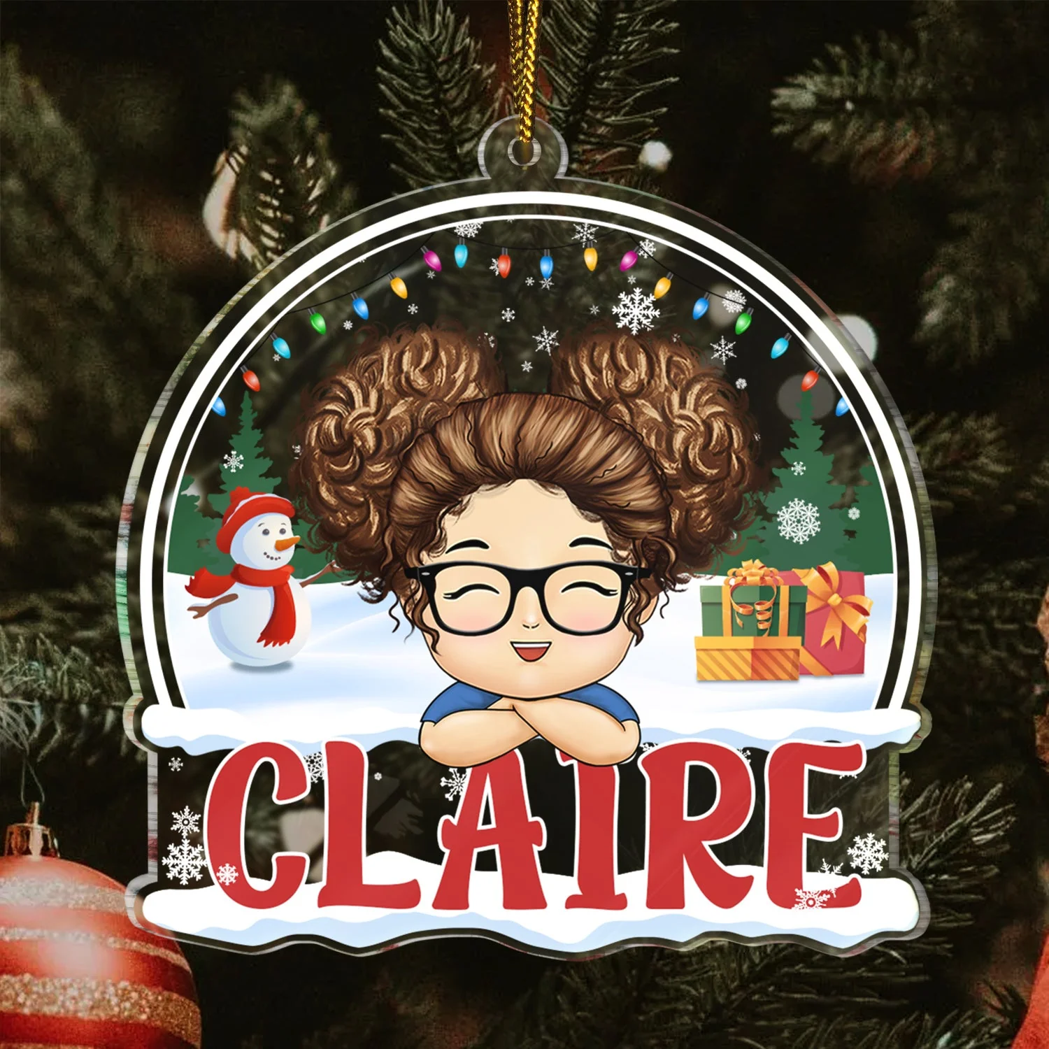 Kid Teen Baby Chibi Style - Christmas, Lovely Gift For Family, Parents, Grandparents - Personalized Custom Shaped Acrylic Ornament - Image 3