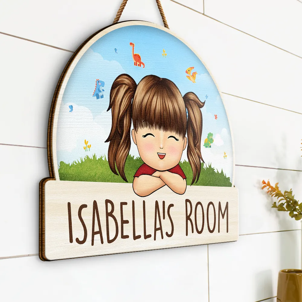 Kid Welcome To My Room - Personalized Custom Shaped Wood Sign - Image 2