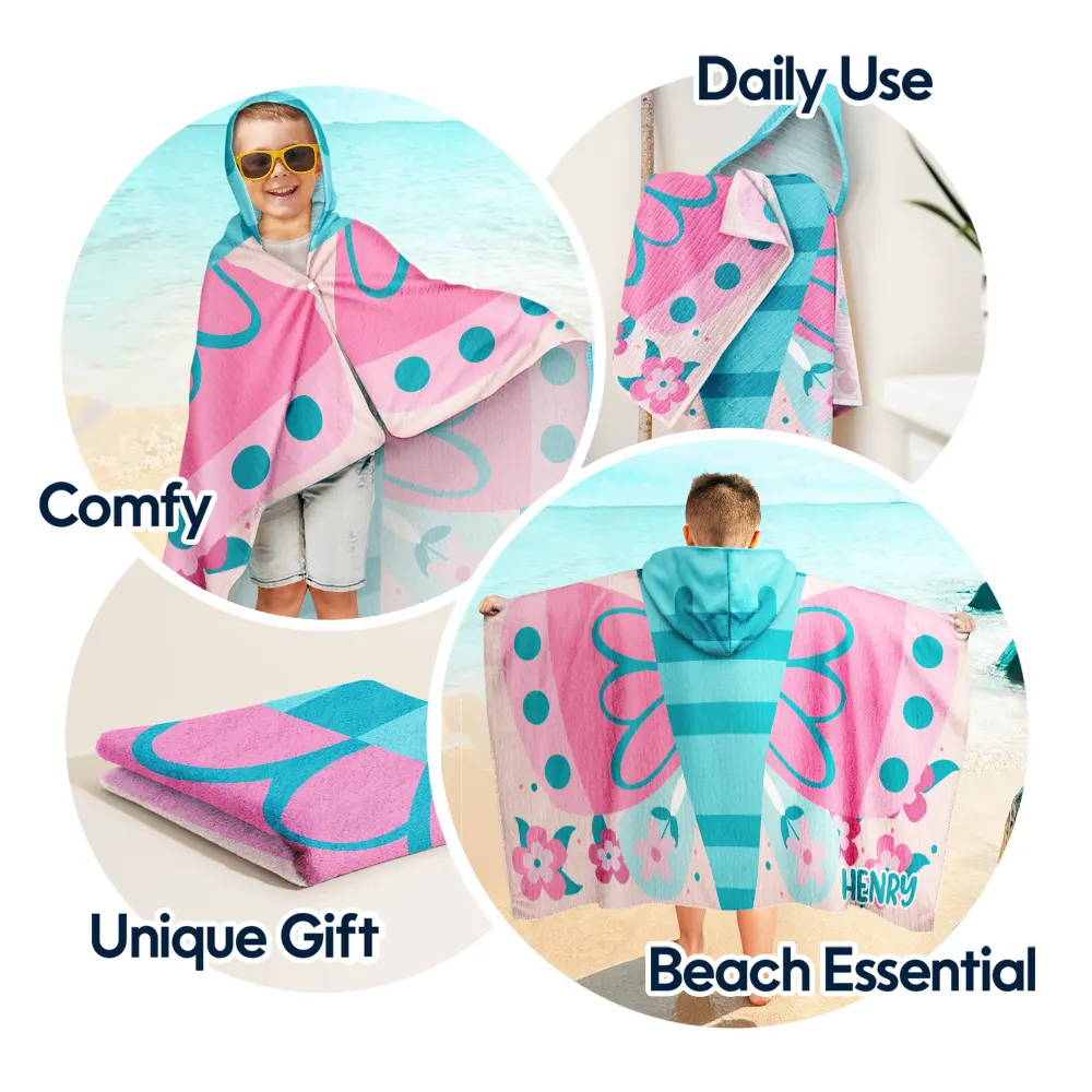 Kids Animal - Personalized Hooded Beach Towel - Image 6