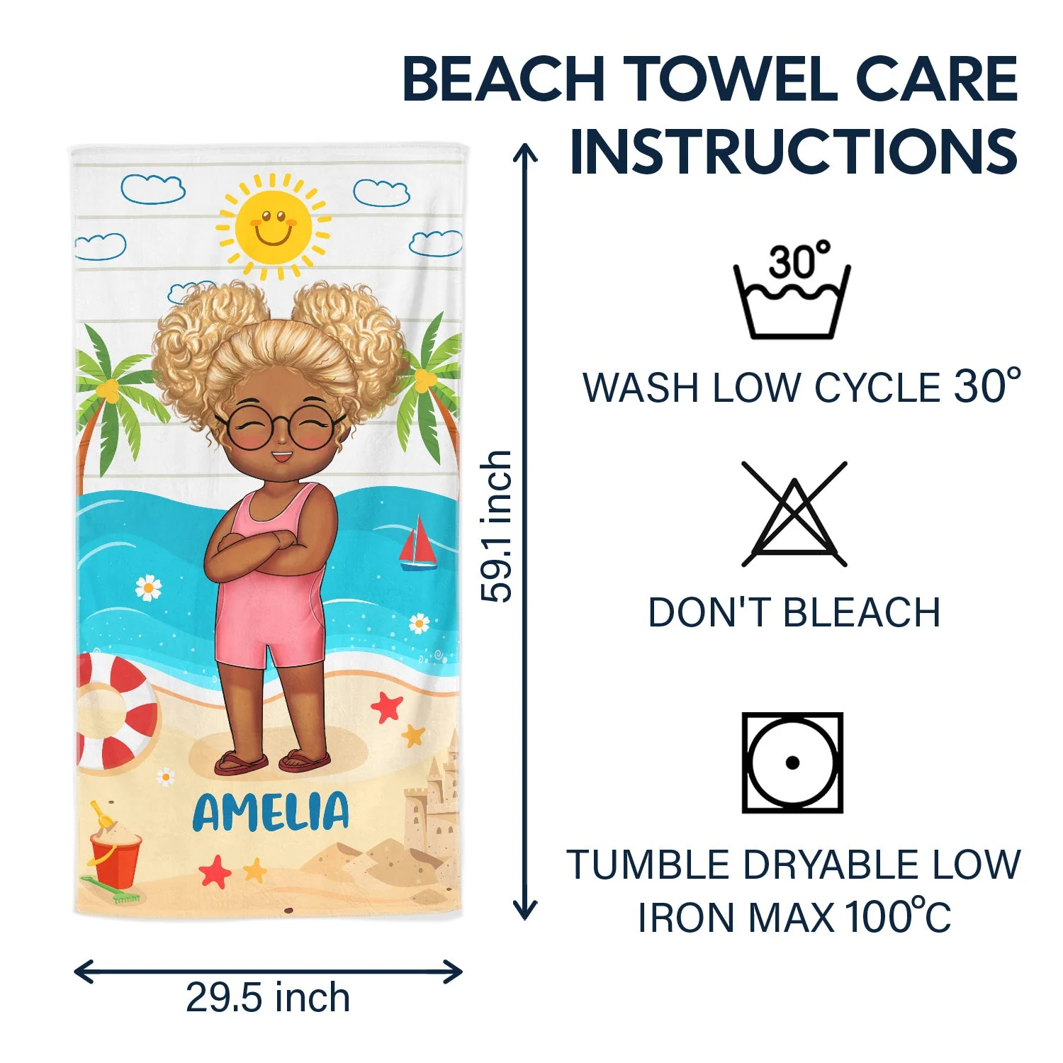 Kids Baby On The Beach - Gift For Children, Grandkids - Personalized Custom Beach Towel - Image 6