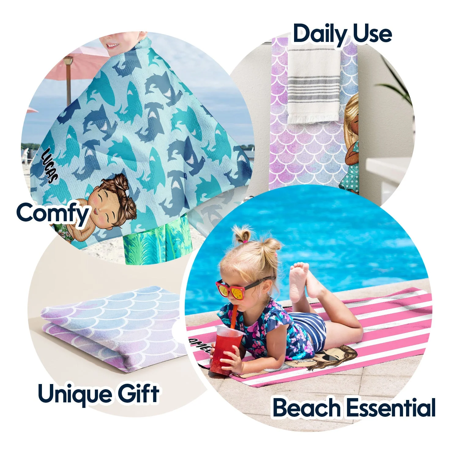 Kids Vacation Stripe - Gift For Children, Grandkids - Personalized Beach Towel - Image 5