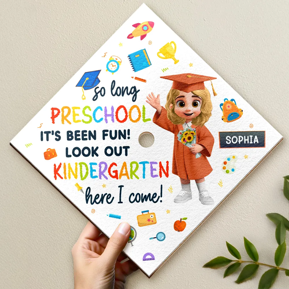 Kindergarten Here I Come - Personalized Graduation Cap Topper - Image 2