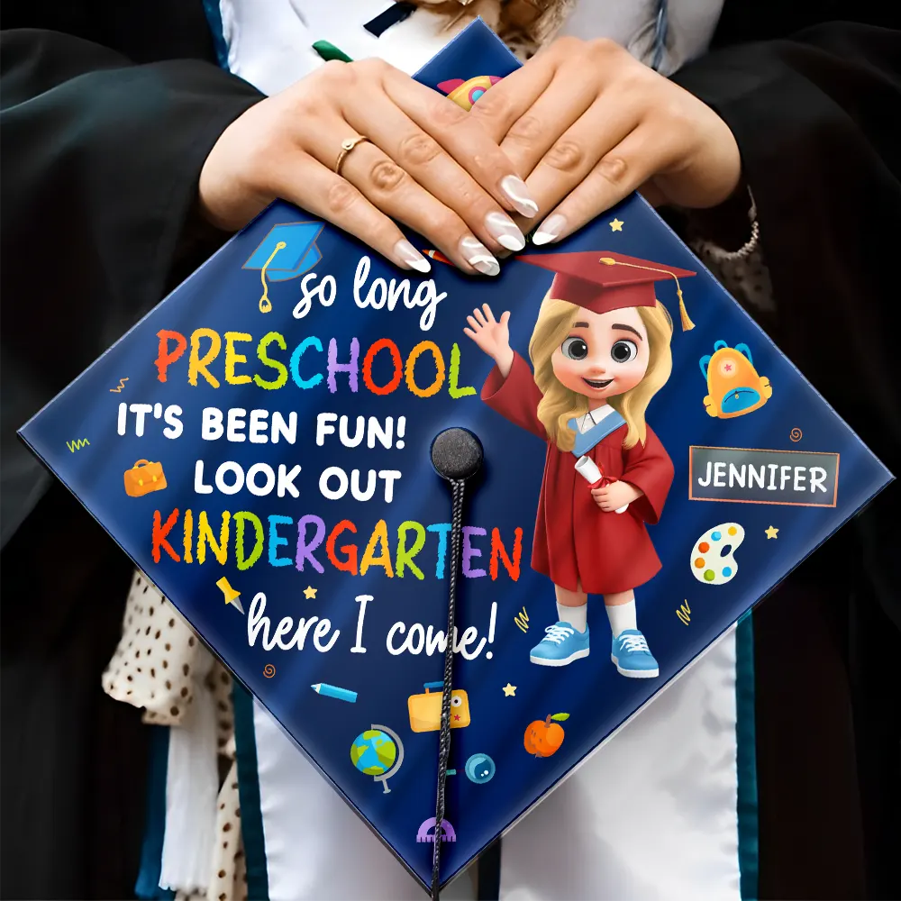 Kindergarten Here I Come - Personalized Graduation Cap Topper - Image 4