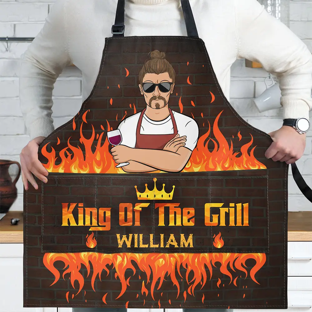 King Of The Grill - Personalized Apron - Image 2