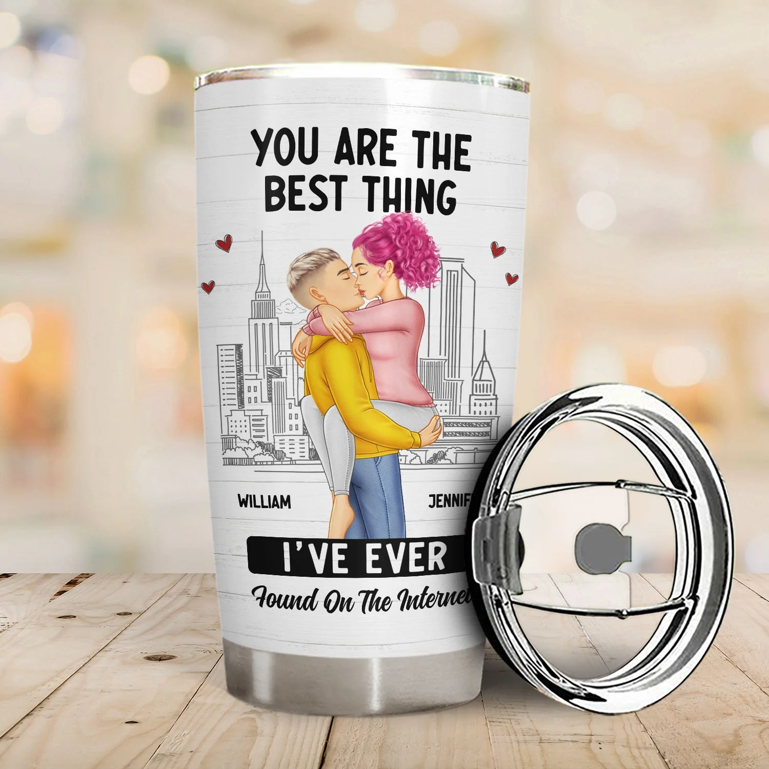 Kissing Couple Best Thing Found On The Internet - Gift For Couples - Personalized Tumbler - Image 2