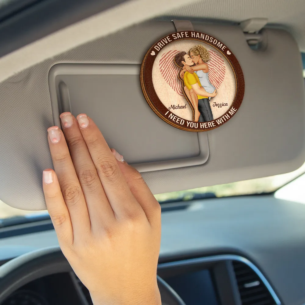 Kissing Couple I Need You Here With Me - Personalized Custom Shaped Car Visor Clip - Image 4