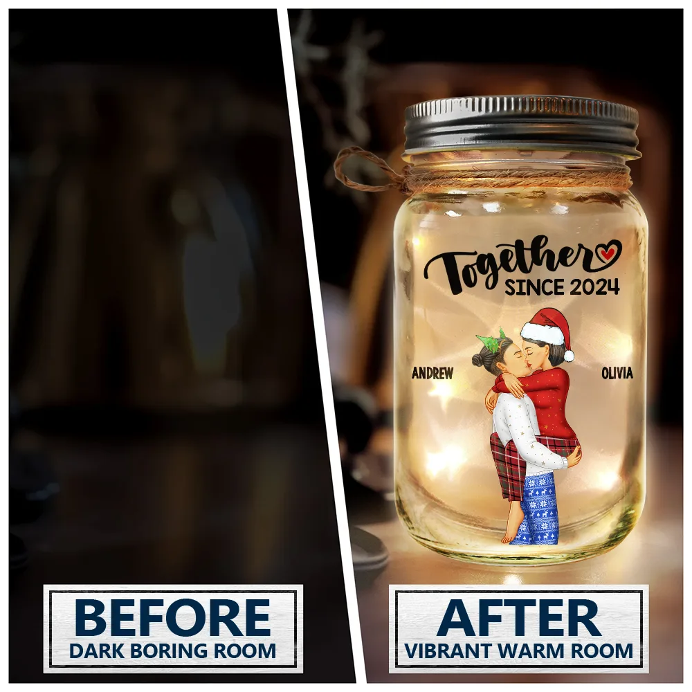 Kissing Couple Our Memories Are Countless Our Love Is Endless - Personalized Mason Jar Light - Image 4