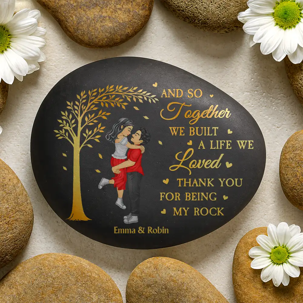 Kissing Couple Thank You For Being My Rock - Personalized Printed Rock - Image 2