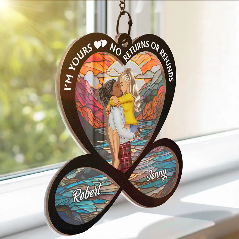 Kissing Couple You & Me We Got This - Personalized Window Hanging Suncatcher Ornament - Image 3